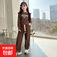 女童衛衣套裝春秋女孩中大童洋氣時(shí)髦2025新款兒童運動(dòng)春裝兩件套 XJS-A155【咖色套裝】春秋款 150cm