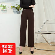 媽媽褲子春秋款中老年人女褲新款奶奶裝外穿直筒長(zhǎng)褲老太太休閑褲 棕色 5XL 150-165斤