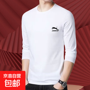 長(cháng)袖t恤男士2025春秋季韓版圓領(lǐng)體恤潮流大碼上衣服百搭打底衫-SL 白色【豹子】 L 【建議100-115斤】