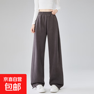 灰色運(yùn)動(dòng)褲秋冬款女2025新款高腰直筒闊腿褲子寬松休閑加絨衛(wèi)褲女 煙灰色【褲頭內(nèi)抽繩 高密米尼】 4XL 【建議171-185斤】
