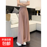 大碼闊腿褲女2026新高腰小個(gè)子垂感西裝休閑褲夏春秋薄款寬松裙褲 粉紅色【長(cháng)褲】96-99MC 3XL 【建議170-190斤】