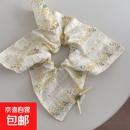 蘇純溫柔碎花韓版蕾絲學(xué)院風(fēng)蝴蝶結紐扣大腸發(fā)圈法式百搭小清新發(fā) 方巾-黃色碎花 1個(gè)
