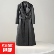 風(fēng)衣外套秋裝新款海寧皮衣女長款韓貨修身顯瘦氣質(zhì)大碼過膝皮大衣 磨砂黑【升級高質(zhì)量皮風(fēng)衣】 S
