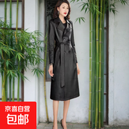 風(fēng)衣外套秋裝新款海寧皮衣女長(cháng)款韓貨修身顯瘦氣質(zhì)大碼過(guò)膝皮大衣 復古黑色【升級高質(zhì)量皮風(fēng)衣】 XL
