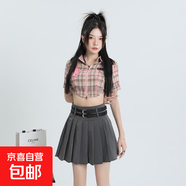 小個(gè)子灰色半身裙黑色百褶裙女秋季xs性感jk裙短裙高裙子 灰色 M