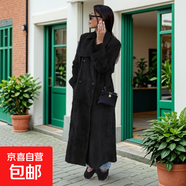 中長款麂皮絨風衣女過膝外套復古歐美潮流休閑時尚英倫風氣質(zhì)大衣 黑色【高品質(zhì)】 M