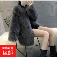 仿狐貍毛皮草外套女時(shí)尚中長(zhǎng)款2025冬季海寧皮草毛毛大衣加厚保暖 深灰色 2XL (建議130-145斤)