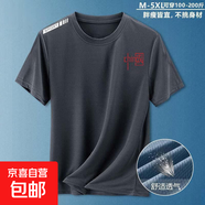 寬松冰絲網(wǎng)眼短袖夏季輕奢休閑圓領(lǐng)速干透氣男士運動(dòng)冰爽T恤百搭 中國【灰】 2XL 【建議130-145斤】
