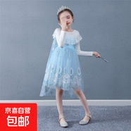 2025春季新款女童長(cháng)袖冰雪公主網(wǎng)紗連衣裙艾莎高端愛(ài)莎公主裙春秋 長(cháng)袖連衣裙【帶藍雪花玻璃紗披紗】 110