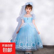 女童愛莎公主裙2025夏季短袖新款冰雪奇緣兒童艾莎生日禮服連衣裙 月藍(lán)逸夢單裙 120 cm