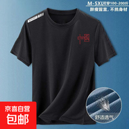 寬松冰絲網(wǎng)眼短袖夏季輕奢休閑圓領(lǐng)速干透氣男士運動(dòng)冰爽T恤百搭 中國【黑】 XL 【建議115-130斤】