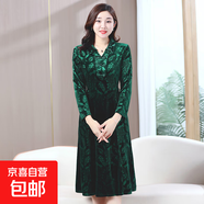 大碼春秋款女裝2025年新款中老年金絲絨媽媽連衣裙氣質(zhì)時(shí)尚旗袍裙 墨綠色 2XL 【105-120斤】