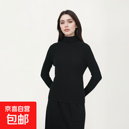 【大牌平替】女士100%純山羊絨百搭打底高領(lǐng)套頭羊絨衫女裝上衣 黑色 M 90-110斤