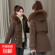 冬季新款加厚短款棉衣外套女韓版寬松棉襖服洋氣女裝 咖啡色 2XL 140-155斤