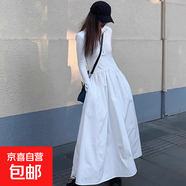黑色修身長(zhǎng)袖連衣裙針織裙女秋季新款顯瘦大擺裙V領(lǐng)收腰裙 白色 S