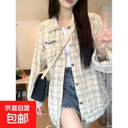 2025高品質(zhì)新款港風(fēng)印花夾克女青春潮風(fēng)個(gè)性小香風(fēng)外套毛呢外套潮 JD-226毛呢外套-黑色   3XL
