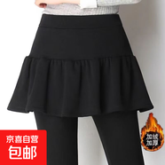 2025德絨冬季新款女裝韓版百褶裙假兩件打底褲保暖褲休閑褲 黑色【德絨保暖】 3XL 【建議140-155斤】