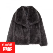 2025年新款皮草外套女環(huán)保毛毛大翻領(lǐng)時(shí)尚加厚百搭貴婦大衣高級感 鉛灰色 XS