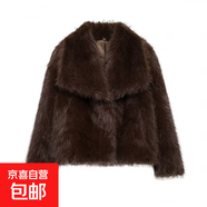 2025年新款皮草外套女環(huán)保毛毛大翻領(lǐng)時(shí)尚加厚百搭貴婦大衣高級感 咖啡色 XS