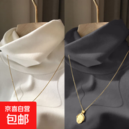 高領(lǐng)德絨打底衫女西裝風(fēng)衣內搭秋冬堆堆領(lǐng)上衣加厚磨毛長(cháng)袖t恤潮 922-白色+深灰色 L 建議90-110斤