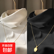 高領(lǐng)德絨打底衫女西裝風(fēng)衣內搭秋冬堆堆領(lǐng)上衣加厚磨毛長(cháng)袖t恤潮 922-黑色+白色 4XL 建議155-170斤