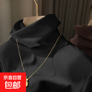 高領(lǐng)德絨打底衫女西裝風(fēng)衣內搭秋冬堆堆領(lǐng)上衣加厚磨毛長(cháng)袖t恤潮 922-黑色 3XL 建議140-155斤