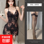 夜酥情趣內(nèi)衣系帶性感透明短裙女蕾絲純欲露背睡衣吊2025 黑色+黑網(wǎng)襪 均碼