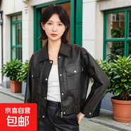 皮衣外套女2025秋季新款高級感復古休閑韓版寬松百搭機車(chē)服皮夾克 黑色【高端品質(zhì)一線(xiàn)做工】 L