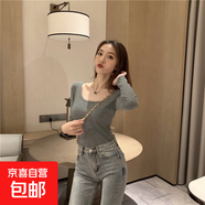 打底衫女低圓領秋冬新款修身黑色內(nèi)搭上衣學生ins洋氣 灰色 XL