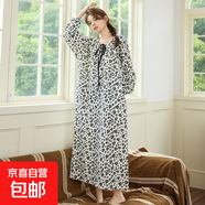 帶胸墊女士睡裙2025春秋季套頭長(cháng)款連衣裙豹紋感可外穿家居服 Y693 2XL