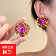 中古風琉璃愛心耳夾復古時尚百搭耳環(huán)氣質(zhì)個性感耳飾品女 中古風琉璃愛心耳夾