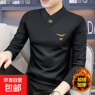 清倉秋冬季加絨長(cháng)袖T恤男士V領(lǐng)上衣修身保暖加絨內搭打底衫體恤潮 【工廠(chǎng)直銷(xiāo)清倉撿漏】加絨黑色 5XL 建議體重175-185斤可穿