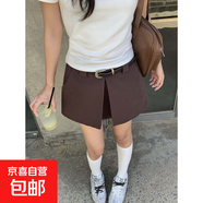 韓版設(shè)計(jì)顯瘦洋氣穿搭開(kāi)叉百搭防走光裙褲低腰短褲530761HZ 咖色 M