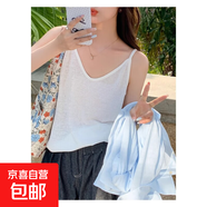 【都市麗人制造商】V領(lǐng)吊帶背心女寬松顯瘦棉麻遮副乳內(nèi)搭外穿 白色【細(xì)肩帶】 XL  【106-120斤】