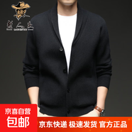 V領(lǐng)單排扣美式寬松潮秋冬加厚純色男士毛衣外套中青年百搭基礎上 DO32517黑色 2XL 建議150-165斤
