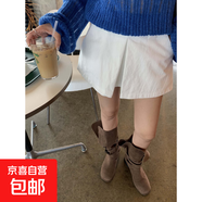 韓版設(shè)計(jì)顯瘦洋氣穿搭開(kāi)叉百搭防走光裙褲低腰短褲530761HZ 白色 S