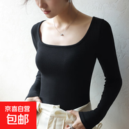 T恤2025年秋打底衫黑色低領(lǐng)女春秋季上衣長(zhǎng)袖內(nèi)搭韓版修身QM 黑色 S 【適合70-90斤】