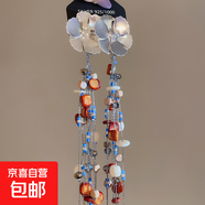 銀針花朵貝殼樹(shù)脂水晶流蘇耳環(huán)波西米亞耳釘時(shí)尚小眾設計感耳飾女 銀針-銀色-咖色-花朵