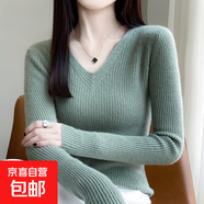 修身內搭針織打底衫女保暖毛衣配大衣氣質(zhì)春秋冬氛圍感上衣女裝 豆綠色 M