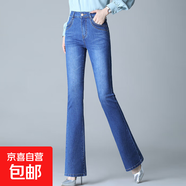 加絨加厚高腰提臀牛仔褲女秋冬2025新款抗皺修身顯瘦彈力微喇褲子 淺藍(lán)不加絨長褲 28