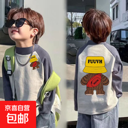 男童德絨半高領(lǐng)春秋裝插肩袖上衣保暖印花中大童寶寶內搭打底衫 花灰-影子灌籃高手雙面印 140