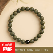 綠檀木手串男女款老綠檀新中式手鏈檀香木質(zhì)盤玩手串男士高檔禮品 8mm 補(bǔ)金【黑曜石+老綠檀】(送精美禮盒)