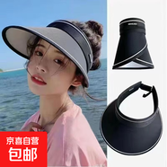 防曬帽子女夏季遮陽帽戶外騎行開車防曬帽女時尚百搭透氣太陽帽子 糖果帽【黑色】 均碼（54cm-58cm）