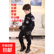 六一兒童小警察衣服萬(wàn)圣節(jié)特警小演出服夏令營(yíng)角色扮演表演 五件套長(zhǎng)袖 110