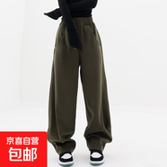 美式運動(dòng)褲女2025新款春秋彎刀衛褲寬松休閑香蕉褲爵士舞闊腿褲子 軍綠色 S