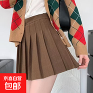 毛呢短裙百褶裙2025秋冬新款高腰顯瘦百搭學(xué)院風(fēng)垂感大碼a字裙女 M03深咖色短裙【毛呢百褶裙】 3XL (推薦135-145斤)