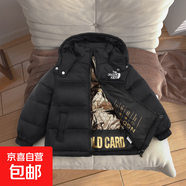 2025款黑金兒童絨絲服加厚保暖連帽秋冬季外套男女寶寶羽絲服外套 黑色 110 建議身高85-90