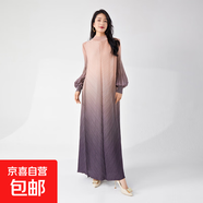大碼三宅連衣裙新款時(shí)尚漸變高級感中東女裝穆斯林長裙女 咖啡色 均碼