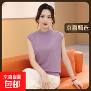 【大牌平替】新款可機洗羊毛衫女士毛衣女休閑馬卡龍半高領(lǐng)背心 中灰紫 L