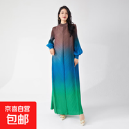 大碼三宅連衣裙新款時(shí)尚漸變高級感中東女裝穆斯林長裙女 綠色 均碼